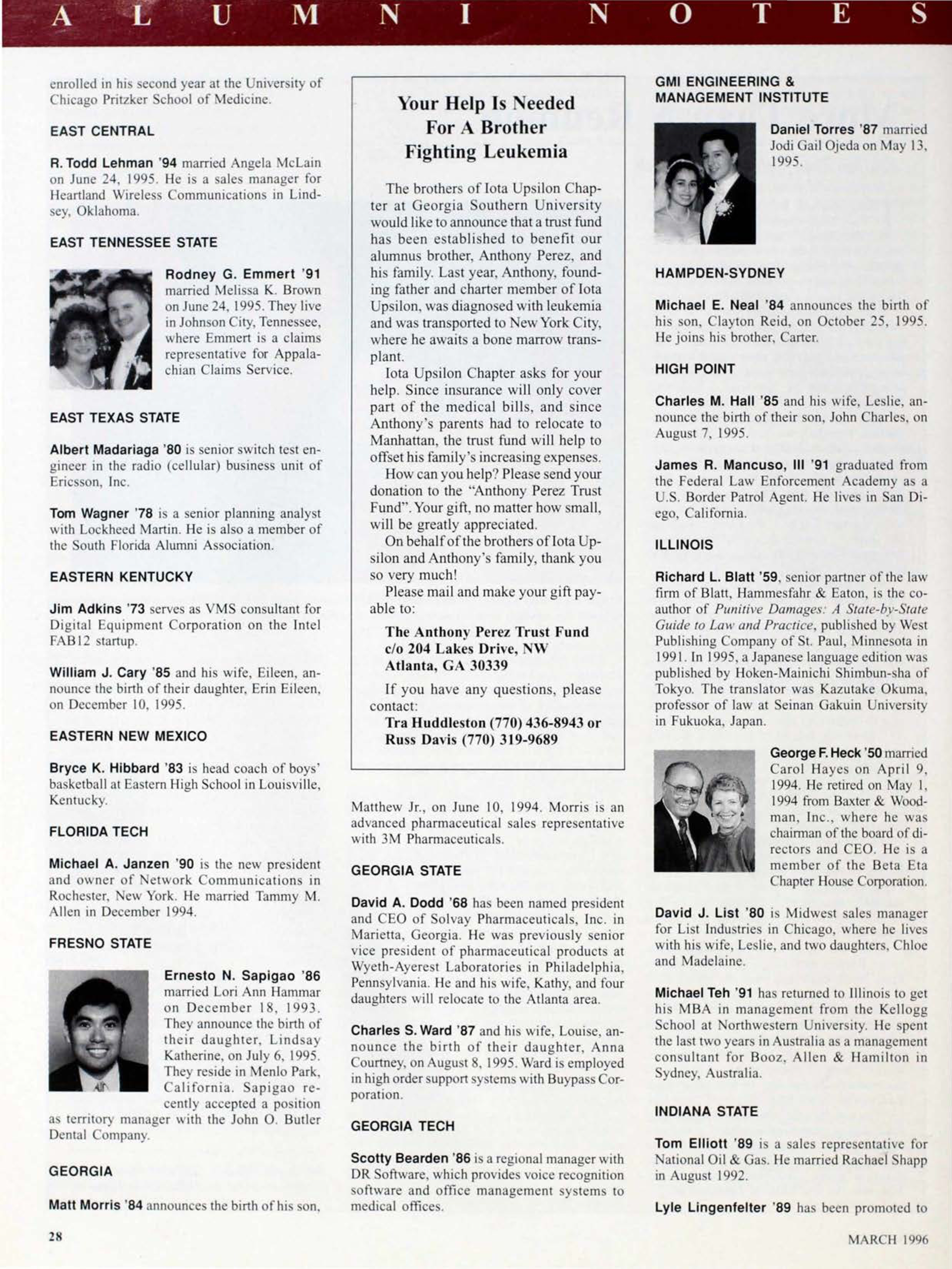 Alumni Notes, March 1996, Continued